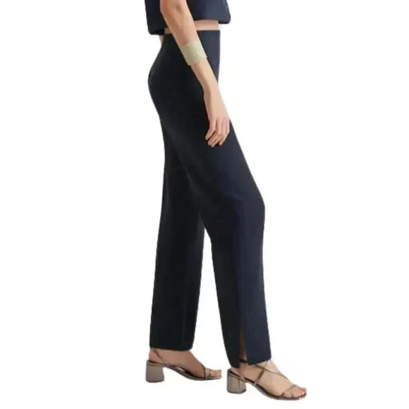 Mango Navy Straight Trousers with Opening Junior Teen Youth Medium Pants M NWT - Picture 4 of 6